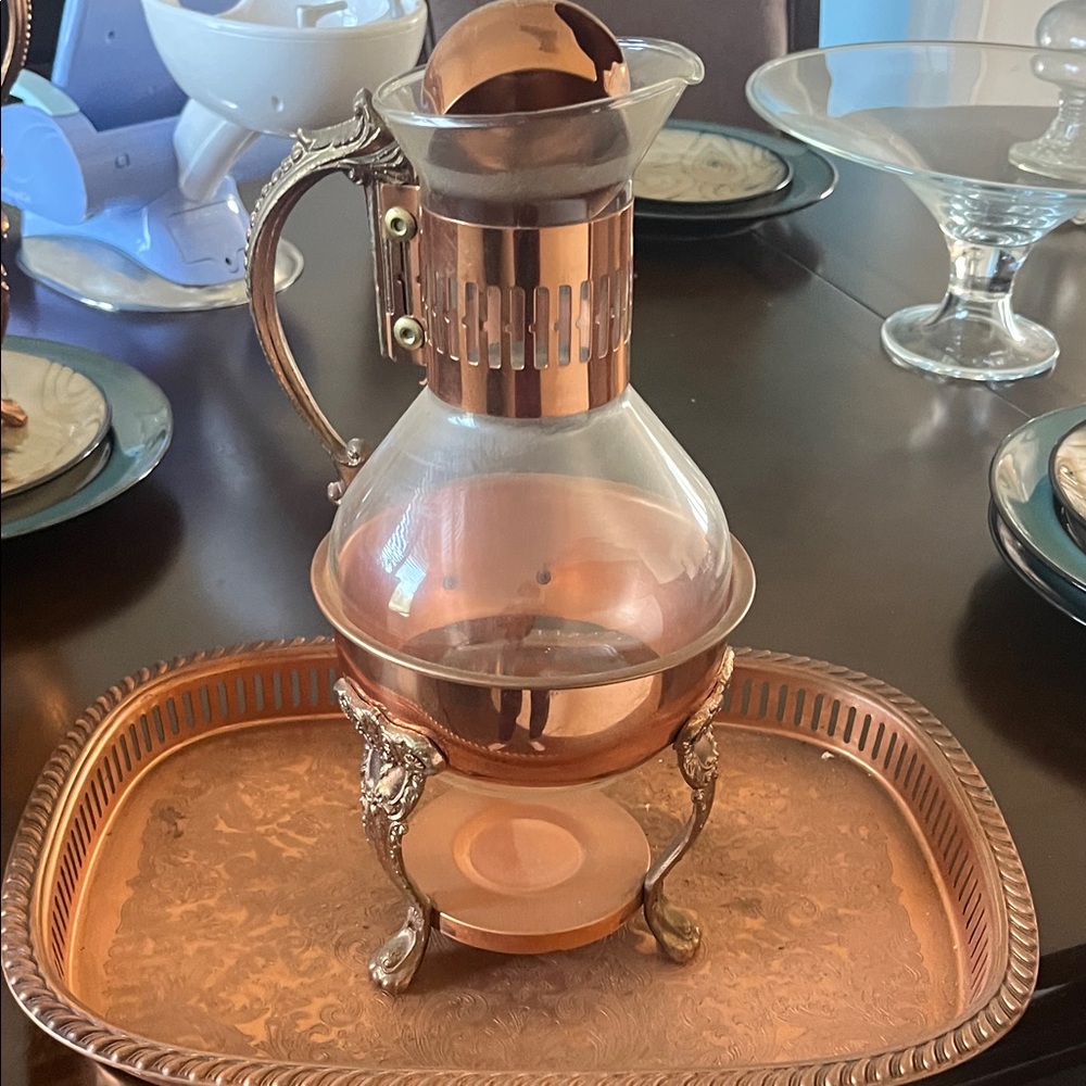 Princess House Copper and Silver Coffee Carafe Set